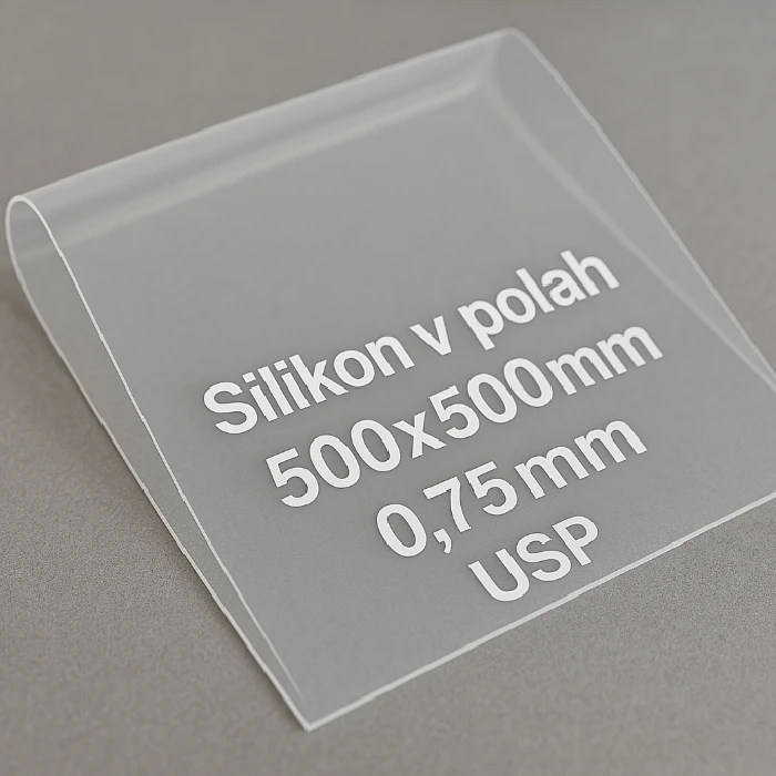 Silikon v polah 500x500mm prozoren USP debelina 0,75mm